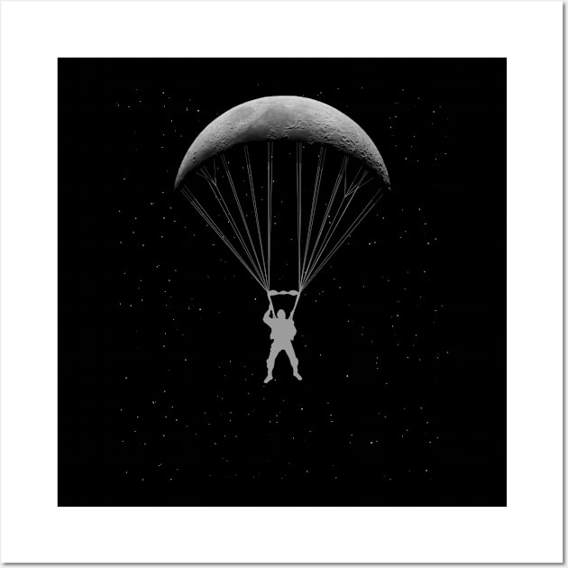 Skydiving Into The Moon Wall Art by RK Design